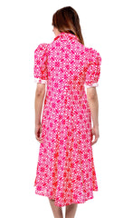Montauk Dress Pink White Geometric