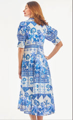 Montauk Dress Ikat Print Blues