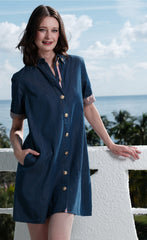 Newport Dress Denim with Gold Buttons