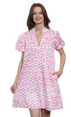 Tiburon Dress Puff Sleeves with Straight Skirt