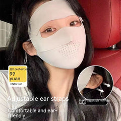 Masque solaire intégral Facekini, respirant, fin, en soie de glace