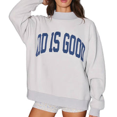 Sweat-shirt polyvalent, ample et à manches longues, avec imprimé de lettres et col rond