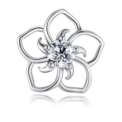 S925 Sterling Silver Abstract Flower Stud Earrings, 0.5ct D-VVS1 Moissanite, Platinum Plated Hollow Petal Design, With GRA Certificate Gift Box