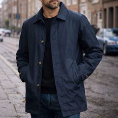 Mens Retro Waterproof Long-Sleeve Cardigan Trench Coat