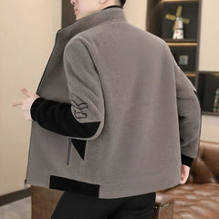 Mens Stand-Neck Jacket With Fleece Lining And Thickened Outerwear