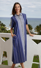 Breakers Dress Long Navy White Stripes