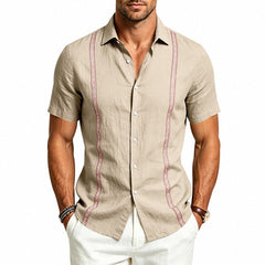 Mens Casual Linen Short-sleeve Shirt