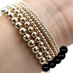 Pulseras tipo brazalete elásticas de cuentas con relleno de oro, relleno de oro 14/20, diámetro de 6.5"