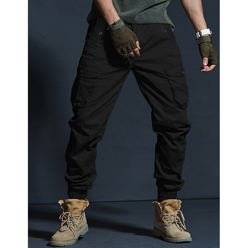 Pantalon de travail ajusté à poches multiples pour homme