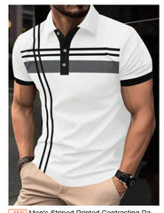 Chemise décontractée homme imprimée à boutons, avec col à revers