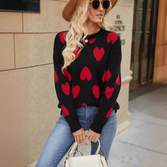 Pull en maille jacquard à col rond, manches longues