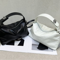Bolso tote de piel de vacuno de grano superior con acabado artesanal, bolso de mujer de cuero genuino de alta gama, versátil y de producción limitada para comercio transfronterizo