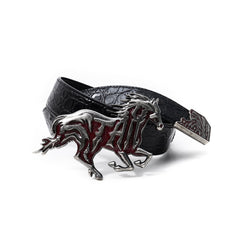 Ceinture en cuir pleine fleur texturé et embossé