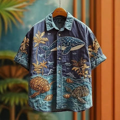 Chemise rétro pour homme à manches courtes et imprimé 3D