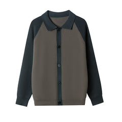 Mens Fallwinter Polo-neck Knitted Cardigan Sweater