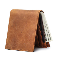 New-style Mens Short Wallet Made From Full-grain Cowhide With Multiple Card Slots