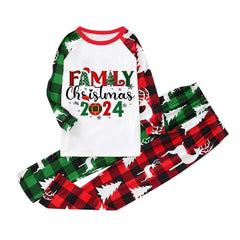 Conjunto navideño de ropa de casa a juego para padres e hijos, con estampado de cuadros y costuras