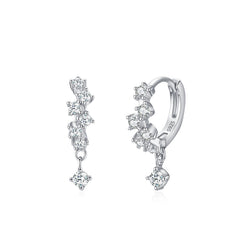 S925 Sterling Silver Geometric Irregular Sparkling Diamond Earrings For Women