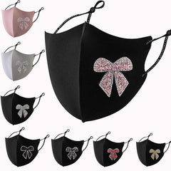 Masque en tissu créatif orné d’un nœud en diamant brillant