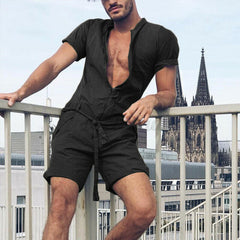 Combinaison homme à manches courtes, couleur unie