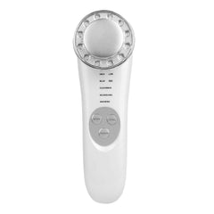 7-in-1 ultrasonic facial massager with LED lights and buttons for skin therapy and facial rejuvenation.