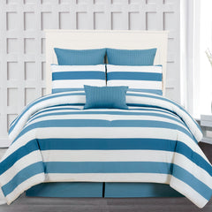 7-Piece: Cabana Stripe Reversible Hypoallergenic Comforter Set