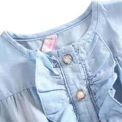 Nouvelles robes d’été sans manches pour filles, robes florales en denim pour enfants