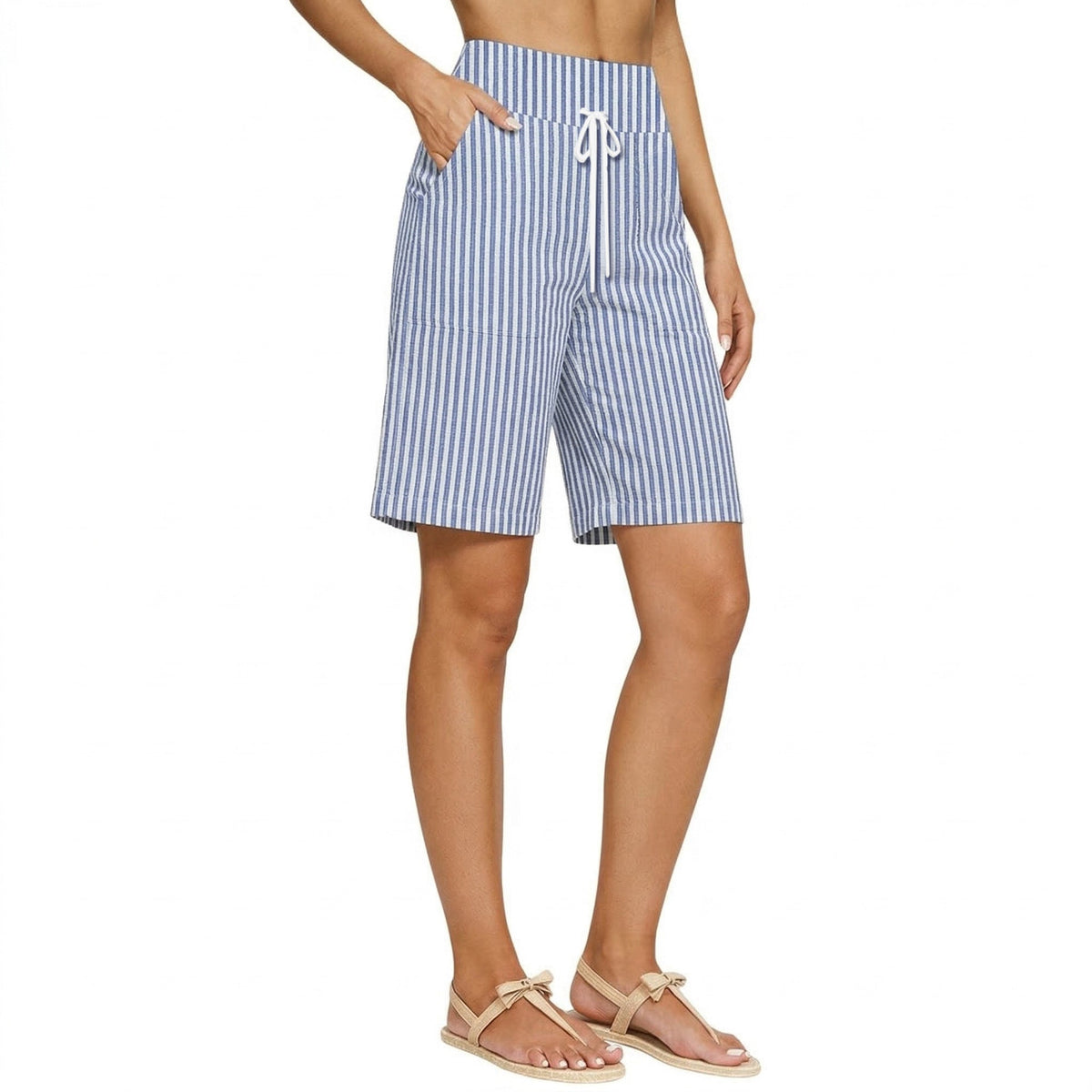 Short ample rayé taille haute