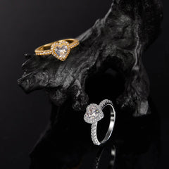 Love-Heart Moissanite 925 Silver Platinum-Plated Ring For Women