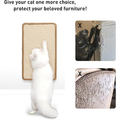 FUKUMARU Cat Scratcher Mat, 19.6 X 11.8 Inch Natural Sisal Cat Scratch Mats, Horizontal Cat Floor Scratching Pad Rug, Protect Carpets and Sofas - Beige