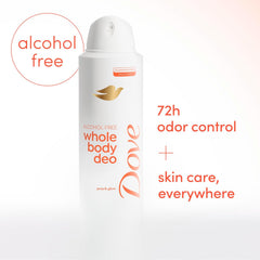 Dove Whole Body Deo Alcohol Free Deodorant Spray for Women 72-hour odor control Peach Glow 4 oz