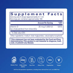 Pure Encapsulations Vitamina D3 líquida - 22.5 ml | Suplemento para la salud
