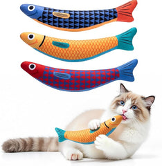 Interactive Cat Toys with[5000mg Premium A+Catnip][Baby Grade] Soft Chew Kicker Cat Toys for Indoor Cats & Kittens, Crinkle &Rattle Fish Sound Toy, Drives Bored Cats Crazy with Fun,3 Pack