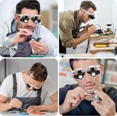 2-LED Head-Mounted Magnifier Glasses – 8x/15x/23x with Repair Light