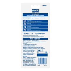 Cepillo de dientes manual Oral-B de dureza media, paquete 1+1 - higiene bucal eficaz para la limpieza diaria