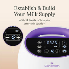 Tire-lait électrique simple compact Lansinoh - aspiration réglable et rechargeable, facile à transporter