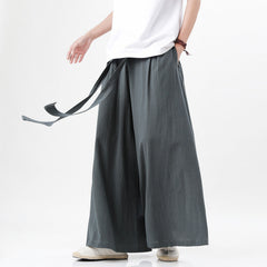 Pantalon ample grande taille pour homme en coton et lin, style chinois