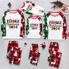 Conjunto navideño de ropa de casa a juego para padres e hijos, con estampado de cuadros y costuras