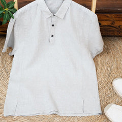 Chemise à manches courtes en lin respirant pour homme
