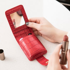 Trousse de maquillage élégante et pratique pour femme, idéale à emporter, au design créatif avec miroir intégré