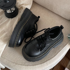 Womens Casual British-style Soft-soled Leather Shoes