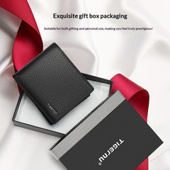 Mens Large-capacity Multi-card Short Leather Wallet