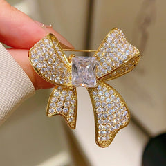 Light-luxury High-end Full-diamond Bow Brooch