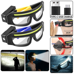 Multi-functional Glasses Light Light With Type-C Charging, Warning Headlamp, Compact And Portable, Touch-sensitive Headlamp