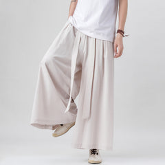 Pantalon ample grande taille pour homme en coton et lin, style chinois