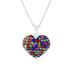 Bubble Heart Pendant in Solid Sterling Silver Made with Swarovski Elements