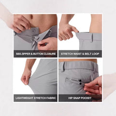 Pantalones largos de vestir de golf para hombre, de color liso y elásticos