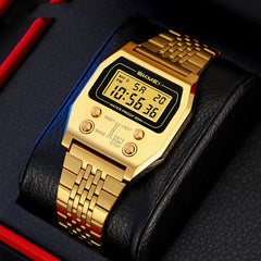 Retro Digital Minimalist Trendy Waterproof Mens Watch Multi-function Digital Watch For Men