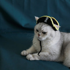 Sombrero pirata con orejas descubiertas, pequeño, disfraz artesanal para mascotas