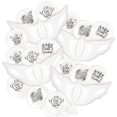 24pcs White Funeral Memorial Balloons with 4pcs White Dove Balloon Remembrance to Release in Sky for Happy Heavenly Birthday Anniversary Death In Memory of Life Funeral Party Supplies Decorations
